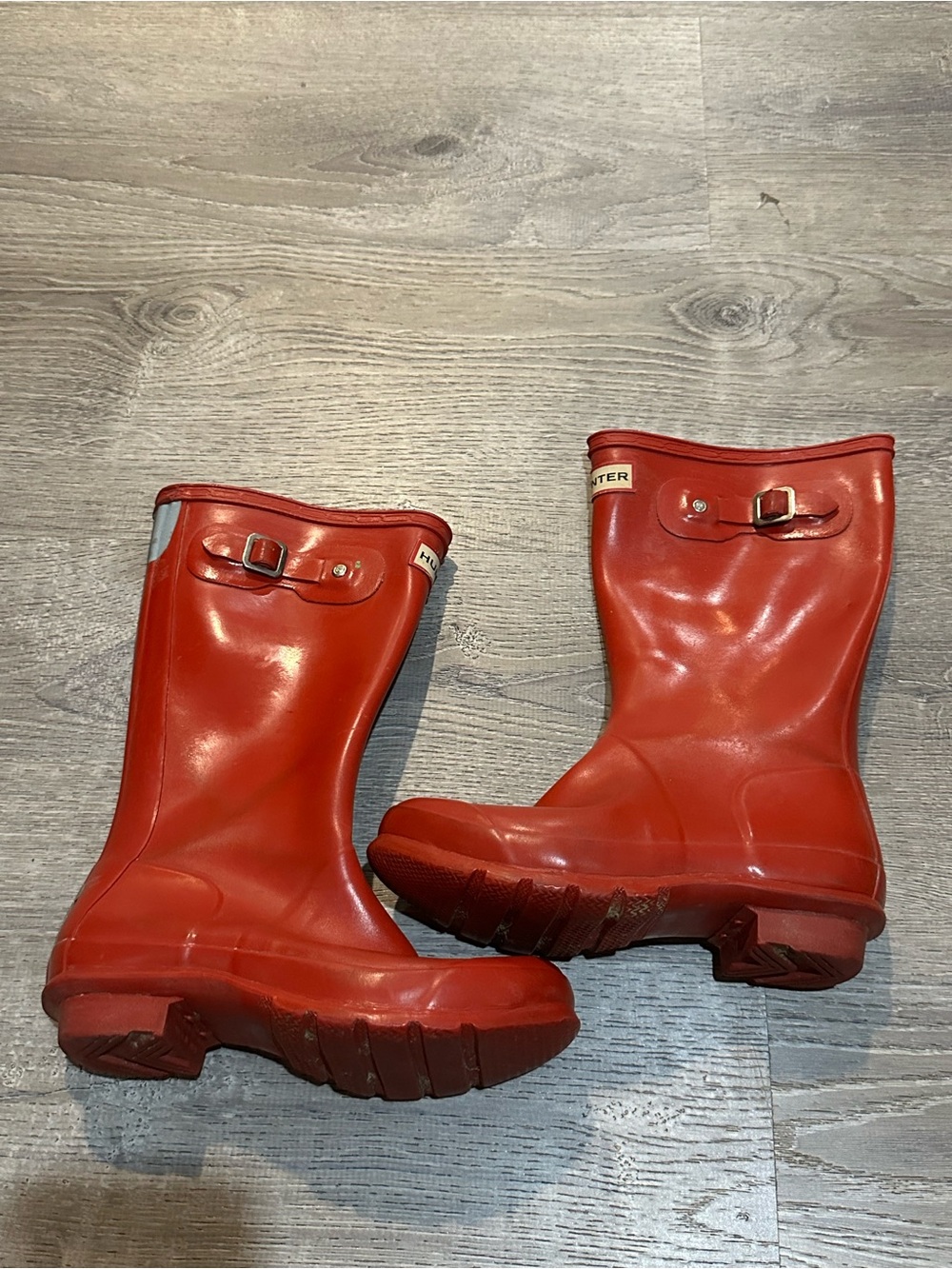 Hunter Red Rain Boots Women’s Size 4G Waterproof Rubber Buckle Wellington Boots